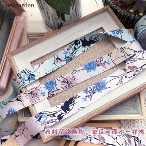 Kewgarden 3cm 30mm Printed Chrysanthemum Satin Ribbons Handmade Tape DIY Bow tie Hair Accessories High Quality Webbing 10 Meters