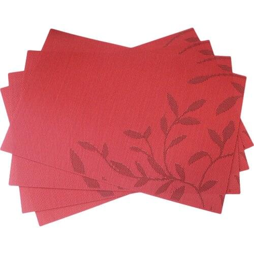 Red Placemat For Dining Tableware Mats Flower Table Mats Heat-resistant PVC Placemats Anti-scald Cafe Cup Mat Pads Kitchen Decor