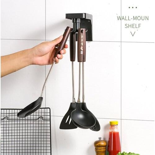 Kitchen Rack Free Punching Wall-mounted Household Rotating Frame Telescopic Storage Shelf Simple Kitchen Shelf Knife Holder Rack