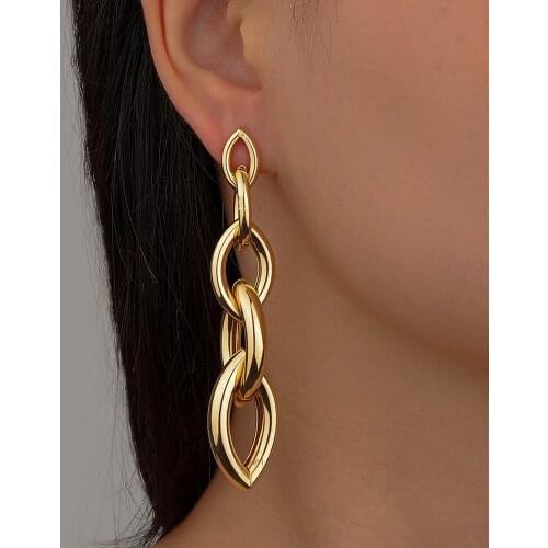 Metal Geometric Personalized Chain Tassel Pendant Earrings for Women Fashion Design All-match studs Earrings Simple Accessories