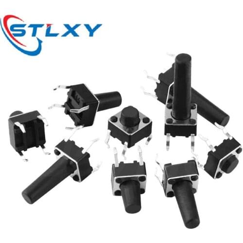 50PCS 6X6X5/4.3/5.5/6/7/8/9/10/13MM micro Tact Switch Push Button Switch 12V 4PIN DIP Micro Switch For TV/Toys/home use Button