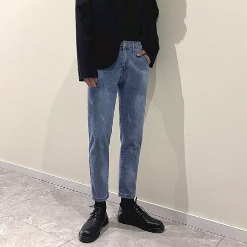 Mens 2021 Spring Fashion Solid Casual Jeans Mens Denim Pants Male Korean Thin Jeans Men Streetwear Slim Pencil Pants W493