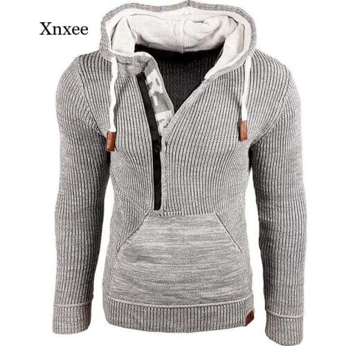 Fall/winter Mens Oversized Sweater Casual Hooded Sweater Pullover Street Mens Full Sleeve Knitted Sweater