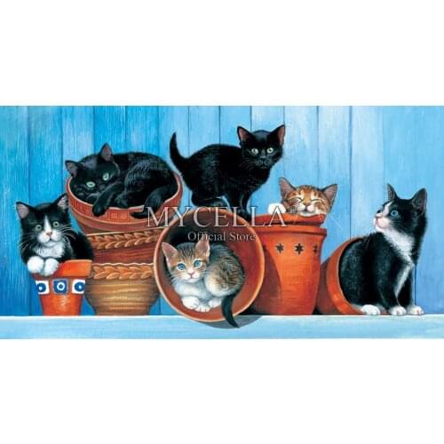 Wall Stickers 5d Diy Diamond Painting Full Cross Stitch Pictures Diamond Mosaic Potted Animals Cats Home Decor Christmas gifts