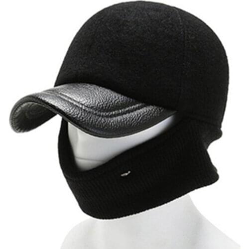 Novelty Winter Mens Baseball Cap Thick Warm Earmuffs Hats Snapback Caps New Foldable Woolen Ear Protection Cotton Cap Brand Hat