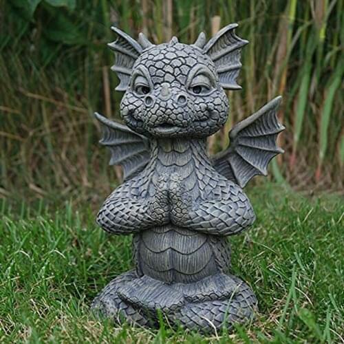 Charmingly Naive Baby Dragon Garden Sculpture Decoration Adorable Yoga Dragon Resin Statue Home Outdoor Decoration Ornaments