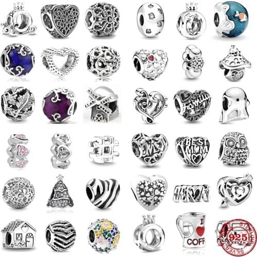 New Heart Labyrinth Arrow Coffe Charm Bead fit Original Pandora charms silver 925 Bracelet trinket jewelry for women DIY making