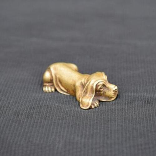 Collectable Chinese Brass Carved Zodiac Animal Dog Exquisite Small Pendant Statues