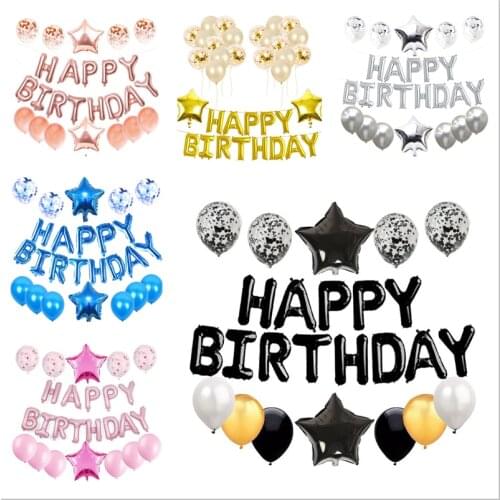Happy Birthday Balloons Decorations set Latex Foil Mylar letter Balloons Banner Balloons for Birthday Party Decorations Supplies