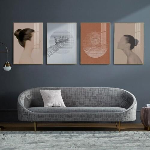 Nordic literature and art RETRO Morandi color flower beauty five couplet decorative painting living room picture canvas printing