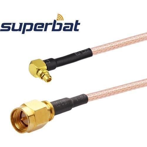 Superbat SMA Plug to MMCX Male Right Angle Pigtail Jumper Cable RG316 15cm