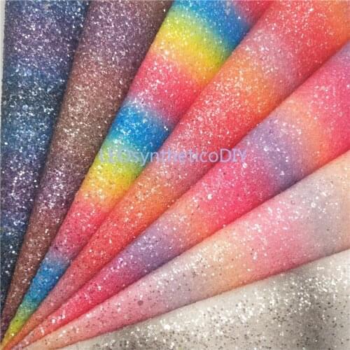 1PC 21X29CM Rainbow Glitter Fabirc, Chunky Glitter Leather, Glitter Leather Sheets For Making Bows LEOsyntheticoDIY GM3202C
