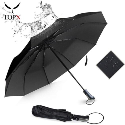 Wind Resistant Automatic Umbrella Rain Women Portable10K 3Folding Umbrella Gifts Car Travel Men Business Umbrellas