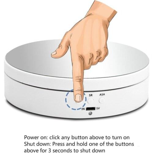 Electric Rotating Display Stand Mirror Turntable Jewelry 3 Speeds 360 Degree Display Stand Base for Photography Video Shoot