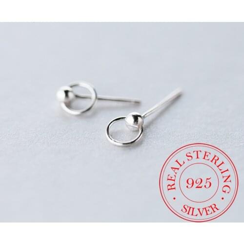 100% 925 Sterling Silver Round Stud Earrings for Women Gril Wedding Birthday Jewelry Bijoux boucles d'oreilles A042