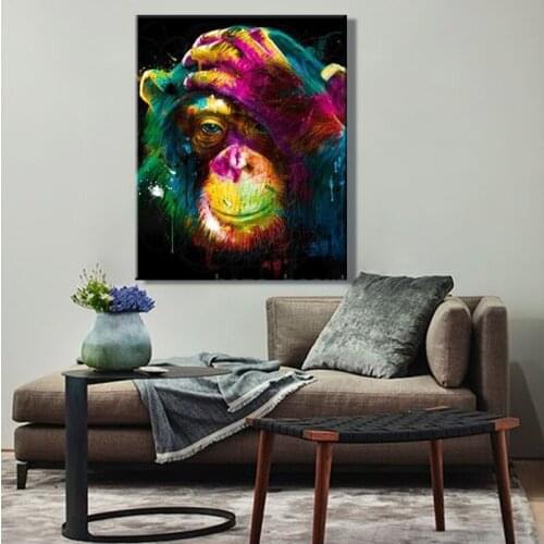 Paint by number art painting by numbers Chimpanzee Lion Elephant Animal abstract manual DIY Picture hanging in bedroom