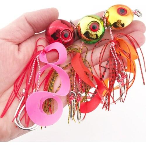 1PC 100g 120g 150g 180g 200g Kabura Pesca Slider Snapper Sea Bream Jig Head with Skirt Jigging Lure Fishing Lures