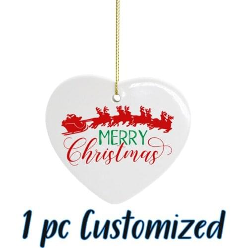 1pc Customized Christmas Ornament Double Side Printing Personalized Ceramic Christmas Tree Photo Ornaments Gifts Dropshipping