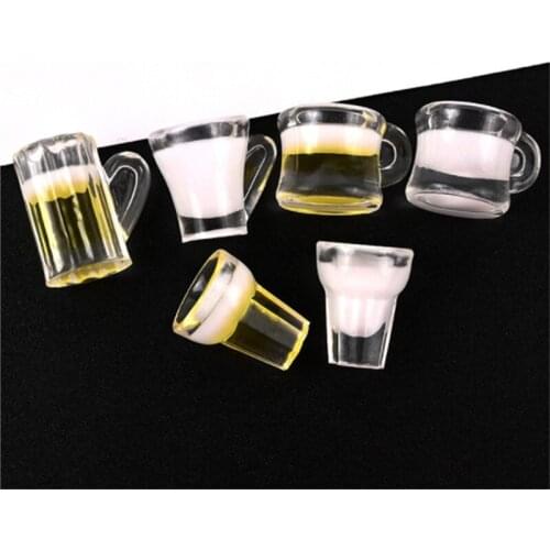 Julie Wang 10PCS Resin Beer Cup Charms Mixed Artificial Beer Mug Milk Cup Jewelry Making Accessory Dollhouse Decor