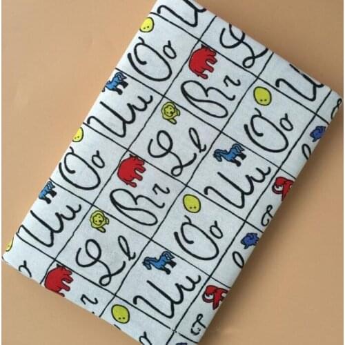 150cm X 50cm wholesale linen cotton printed square alphabet pattern fabric for curtain/taiblecloths/luggage/sofa