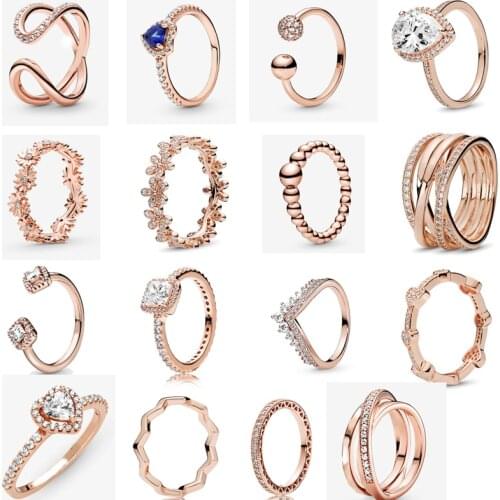 2021 Free Shipping Authentic 925 Sterling Silver Sparkling Daisy Flower Crown Ring For Women DIY Jewelry Elevated Heart Rings