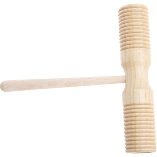 2021 New Two Tone Wood Block Beater 2-tone Woodblock Guiro Wooden Handle Percussion Toy