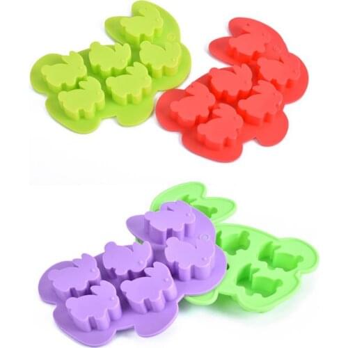 6-Cavity Happy Easter Cute 3D Rabbit Bunny Shaped Silicone Cake Fondant DIY Mold Pudding Chocolate Baking Mould Soap Ice Cube