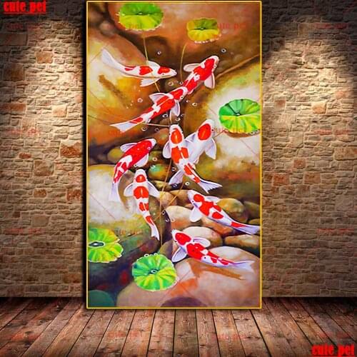 Large artwork 5d diamond painting Fish koi Diamond Embroidery Cross Stitch Mosaic rhinestone Diamond Painting home decor gifts