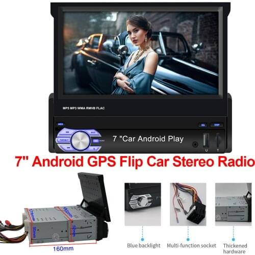 Android 9.1 Car Stereo Radio 1 Din 7 Inch Adjustable Screen Multimedia Player 4-Core GPS WIFI Bluetooth Audio Universal 2G+16G