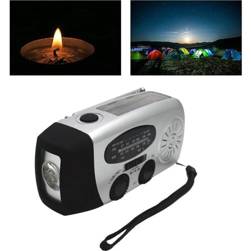 Emergency Solar Hand Crank Portable Radio AM/FM/NOAA Weather Alert Radio with LED Flashlight, Reading Lamp 600mAh Power Bank