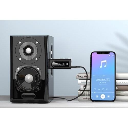 Bluetooth-compatible 5.0 Transmitter Receiver LED Transmitter FM Modulator TF Card Reader Stereo Sound Quality With Microphone