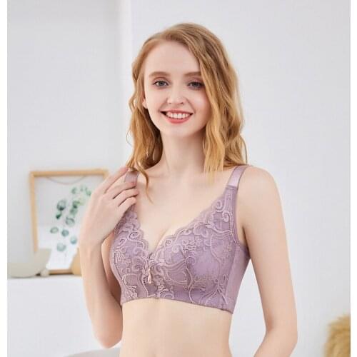 2020 new enlarged ladies bra ultra-thin breathable inner cover sexy lace bra without steel ring soft gather ladies underwear