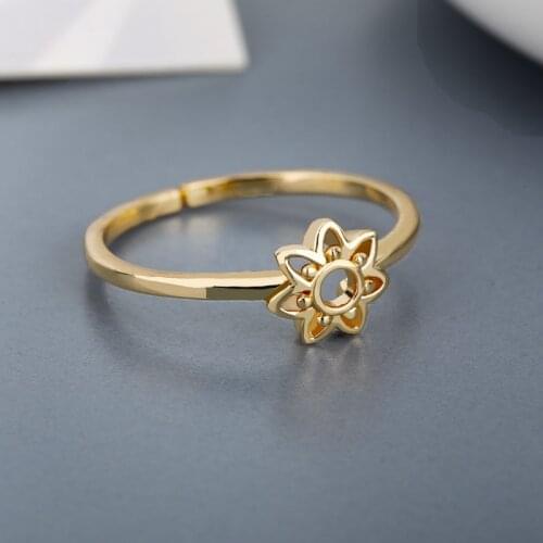 Flower Ring For Women Stainless Steel Floral Classic Accessories Jewelry Gift Korea Bijoux Femme