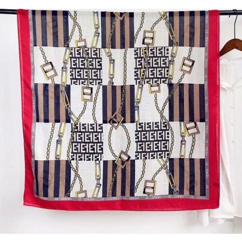 90X180cm Fashion Chains And Letters Autumn Winter Long Scarf Imitation Cotton Linen Bandana Hijab Shawl Outdoor Neck Accessories