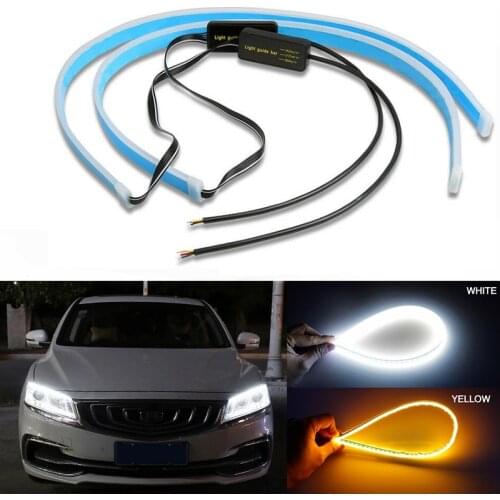 2x Ultrafine 30cm 45cm 60cm DRL Daytime Running Light Waterproof Flexible Soft Tube Guide Car LED Strip Car Accessries 12V