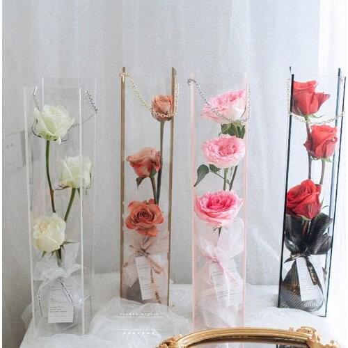Crystal Box PVC Portable Transparent Flower Packaging Floral Bag Flower Gift Beautiful Surprise Wedding Ceremony Flower Gift box