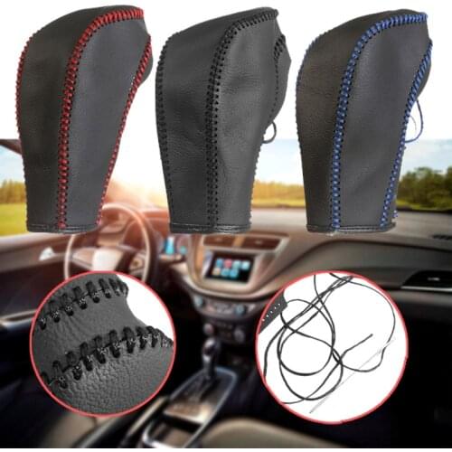 Leather Gear Shift Knob Cover Automatic Transmission Hand-stitched DIY Brake Cover For Chevrolet /Cruze Captiva 2011-2013