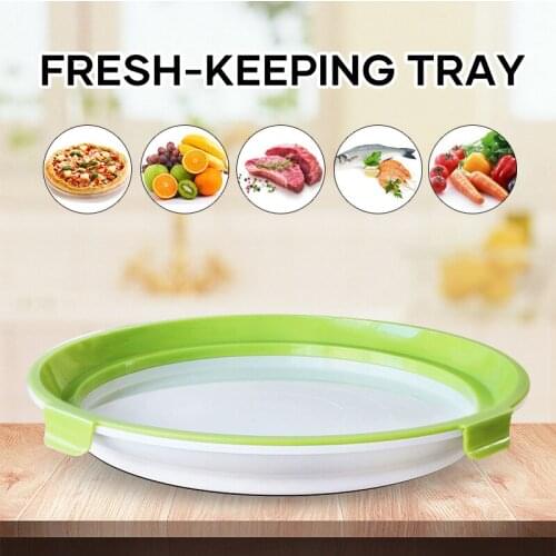 Round Food Preservation Tray with Lid 27.5cm Stackable Sealed Plate with Buckle Cover Food Storage Accessory for Kitchen XH8Z