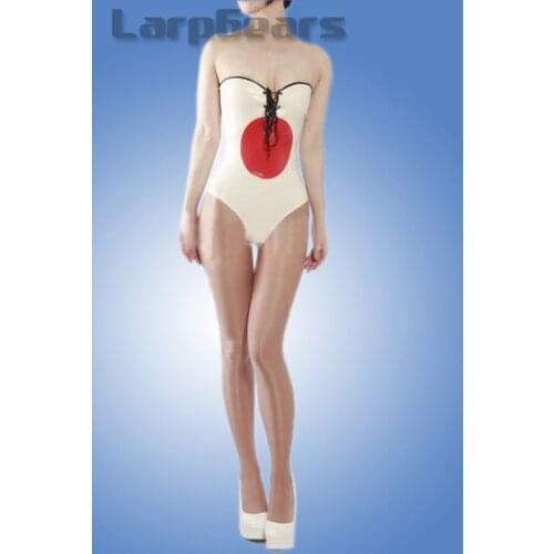 Latex Bodysuit White Latex Swimsuits Erotic Lingerie Women Rubber Latex Fetish Strapless Catsuits Bodystocking