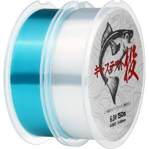 LINNHUE Nylon Line 150m10lb-40lb Fishing Fish Fluorocarbon Coated Invisible Fishing Line Carp Fishing Wire Super Strong Mater