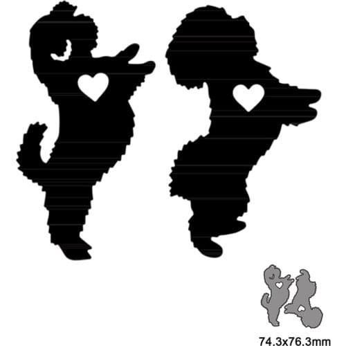 2pcs Metal Cutting Dies Cut Die Mold Animal Dog Heart Decoration Scrapbook Paper Craft Knife Mould Blade Punch Stencils Dies New