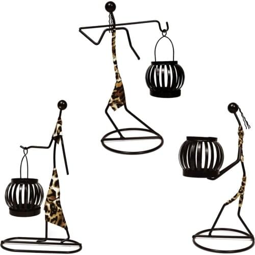 Nordic Metal Candlestick Abstract Character Sculpture Candle Holder Decor Figurines Home Decoration Art Gift