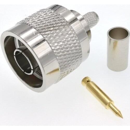 N Male Crimp Straight RF Connector For LMR195 RG58 RG400 RG142 Cable