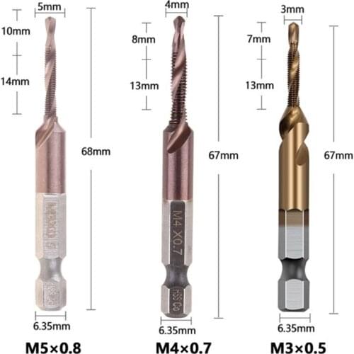 Metric Thread 1/4" Hex Shank Cobalt Plated HSS Combination Drill & Tap Set