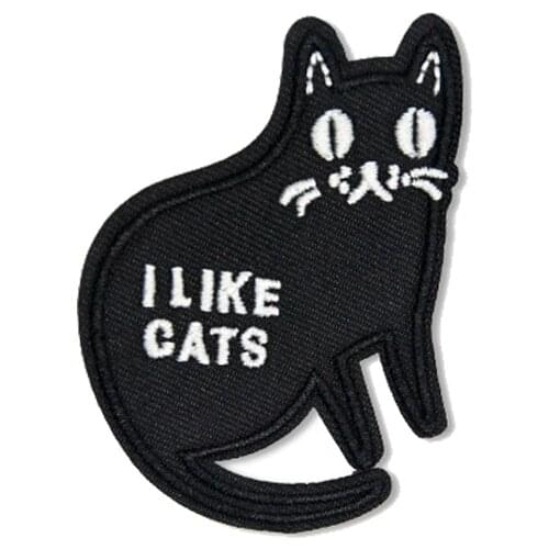 Punk Cat Dead Animal Patches Embroidery Iron on Patches for Clothing Black Skull Stripes Patch on Cloths Stickers Applique