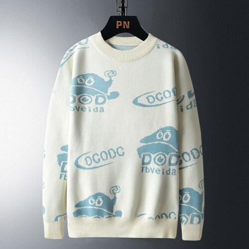 Non-Iron MenS White Print Sweaters Spring Autumn Winter Clothes 2021 Pull OverSize 5XL 6XL 7XL Classic Style Casual Pullovers