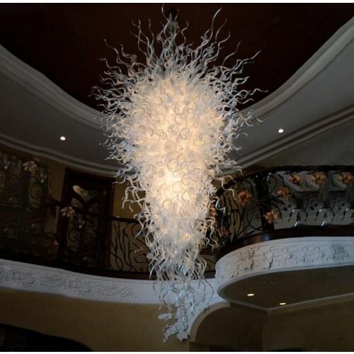 New Large Modern White Hand Blown Glass Chandelier Art LED Chandeliers Lights Indoor Lighting for Living Room