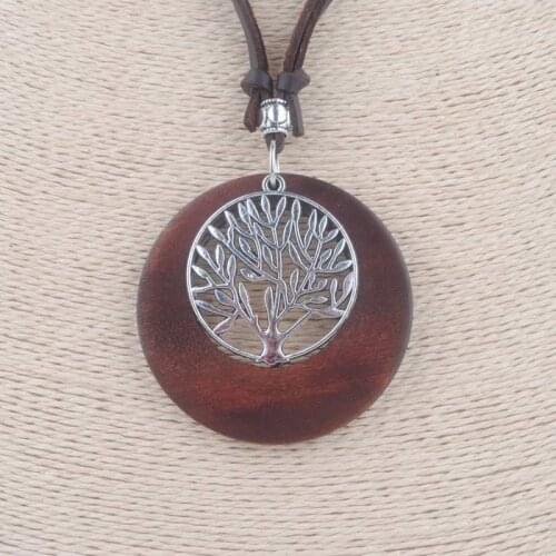 New Maxi necklace Vintage necklaces pendants Women Jewelry Fashion choker necklace Alloy Life Tree Wooden Pendant Necklace Wood