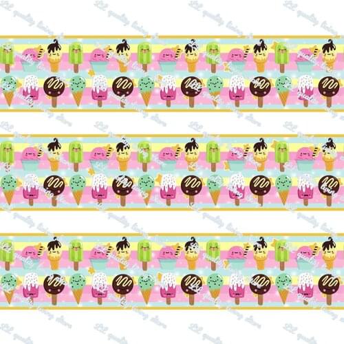 New design ice cream printed grosgrain ribbon/16mm printed elastic foe ribbons DIY hair bows Sewing webbing 50 yards