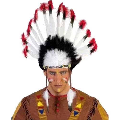 Christmas Cosplay Props Indian Chief Hat Feather Headdress Thanksgiving Day Carnival Costume Party Props Kids and Adult Headwear
